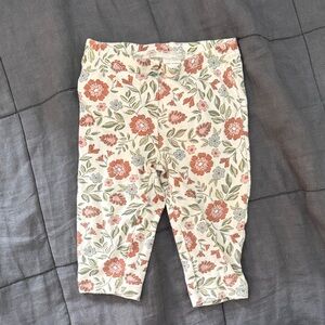 Carter's Floral Patterned Kids Leggings - Cream and Red